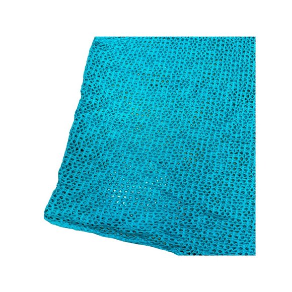 SOLD vintage 90s teal knit cotton mesh shirt size large - Picture 3 of 8